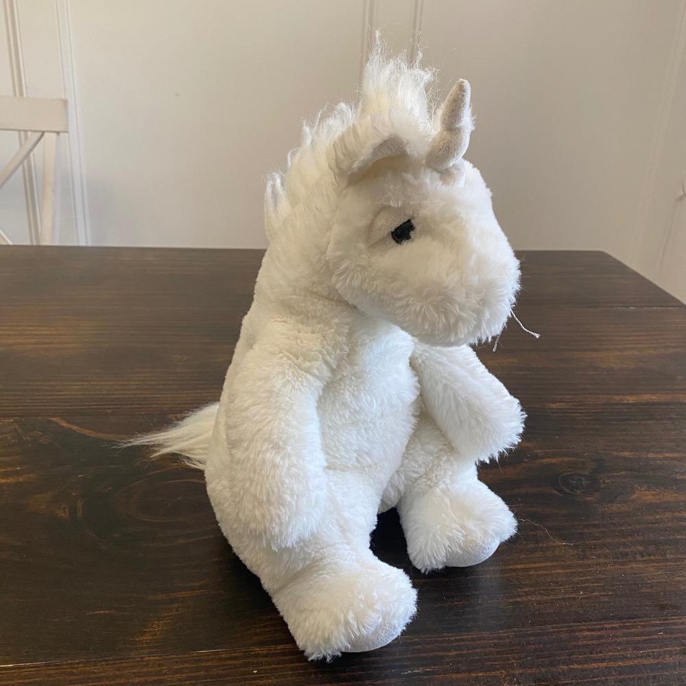 Aurora White Unicorn‎ Plush Stuffed Animal Shaggy Fur Glitter Horn 12 Inch Kids